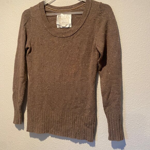 Old Navy Brown Crew Neck Fitted Sweater Small Long Sleeve Pullover - Picture 4 of 4